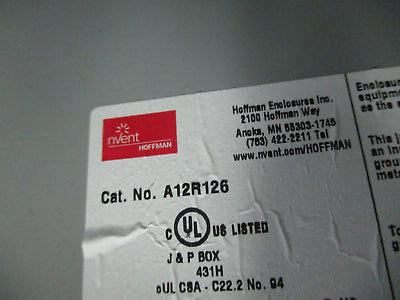 Hoffman 3R Enclosure A12R126 Size: 12" x 12" x 6" *No Box* New Surplus