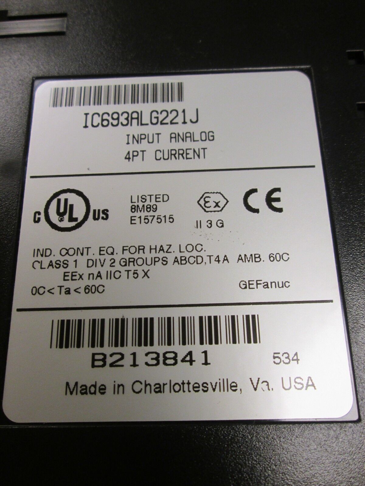 GE Fanuc Analog Input Module IC693ALG221J 4PT Current Used