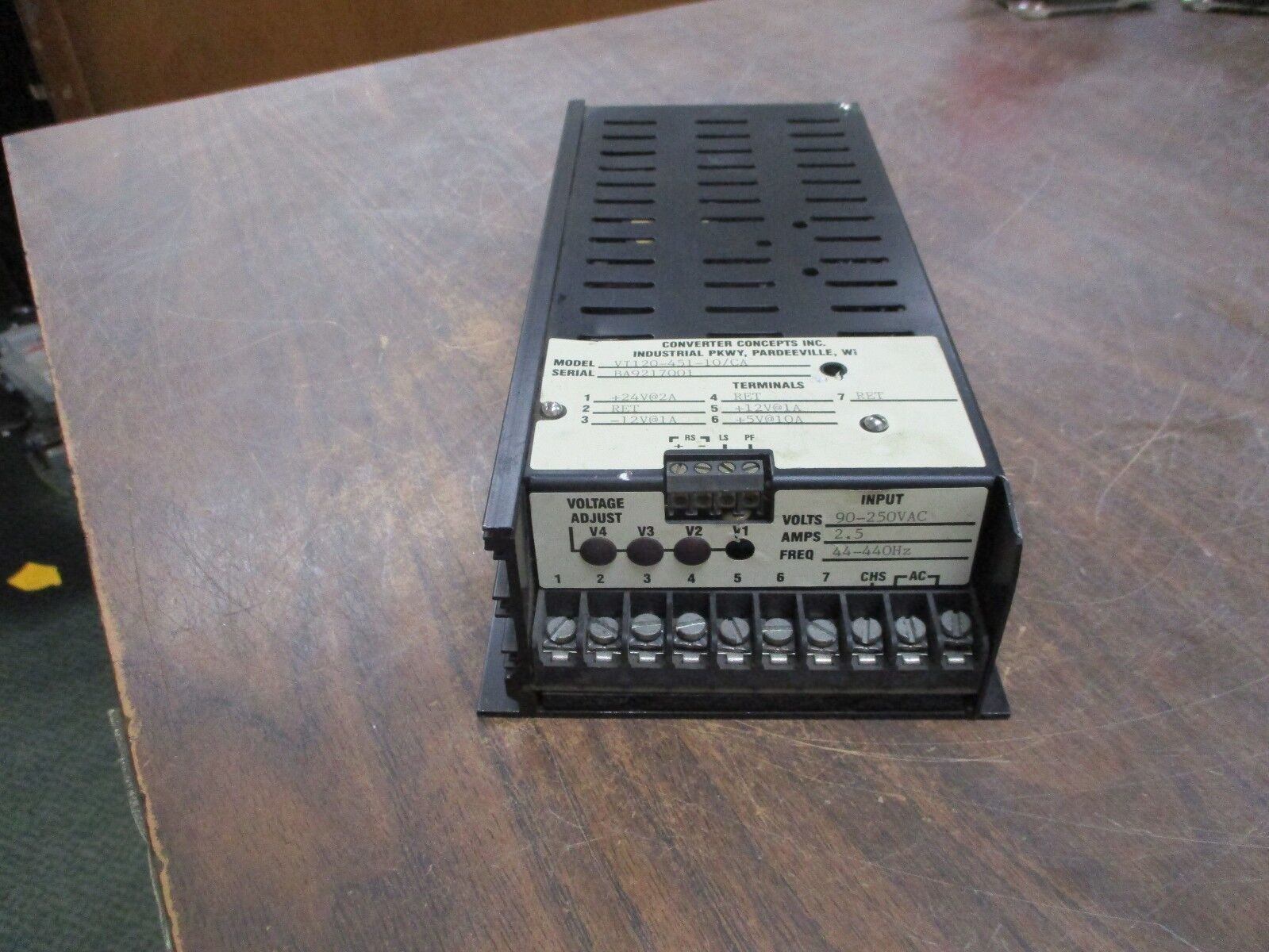 Converter Concepts Power Supply VT120-451-10/CA 24V@2A 12V@1A 5V@10A Used