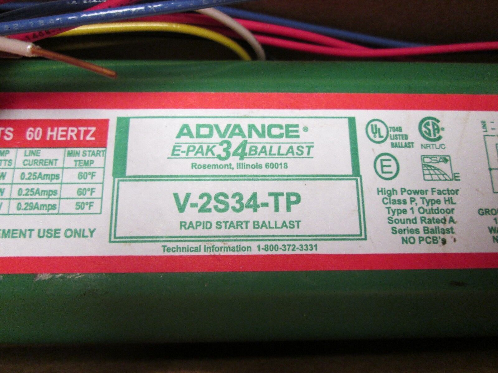 Advance Ballast V2S34TP 277V 60Hz *Lot of 3* New Surplus