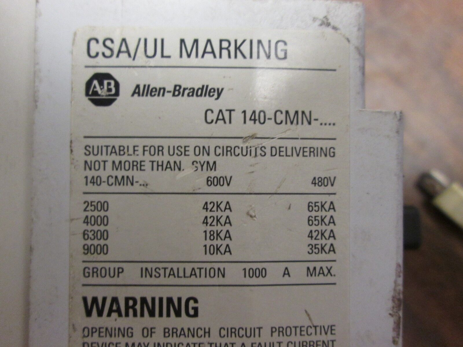 Allen-Bradley Manual Motor Controller 140-CMN-4000 Range: 25-40A 600V Used