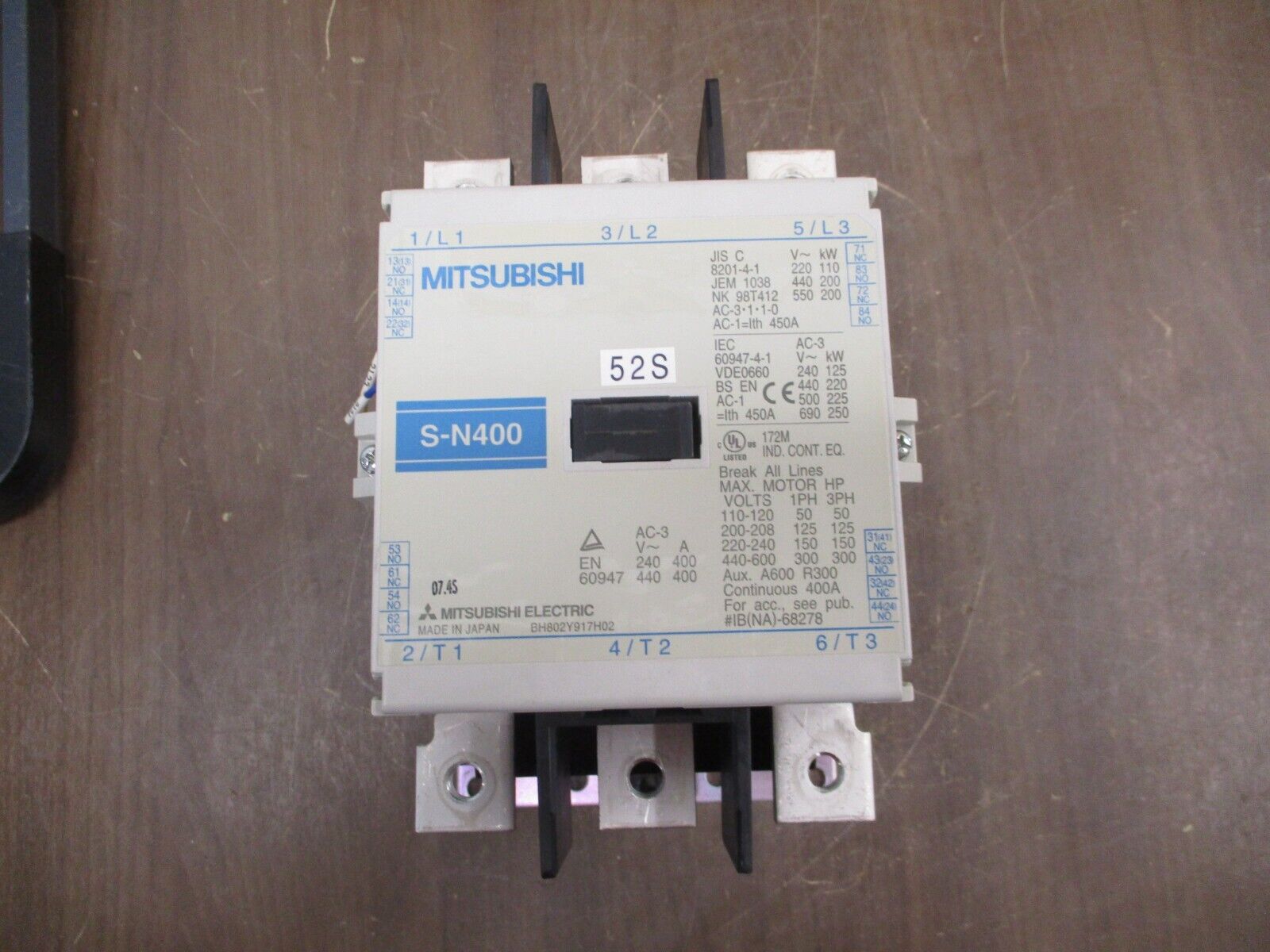 Mitsubishi Contactor S-N400 200-240V Coil 400A 600V Used
