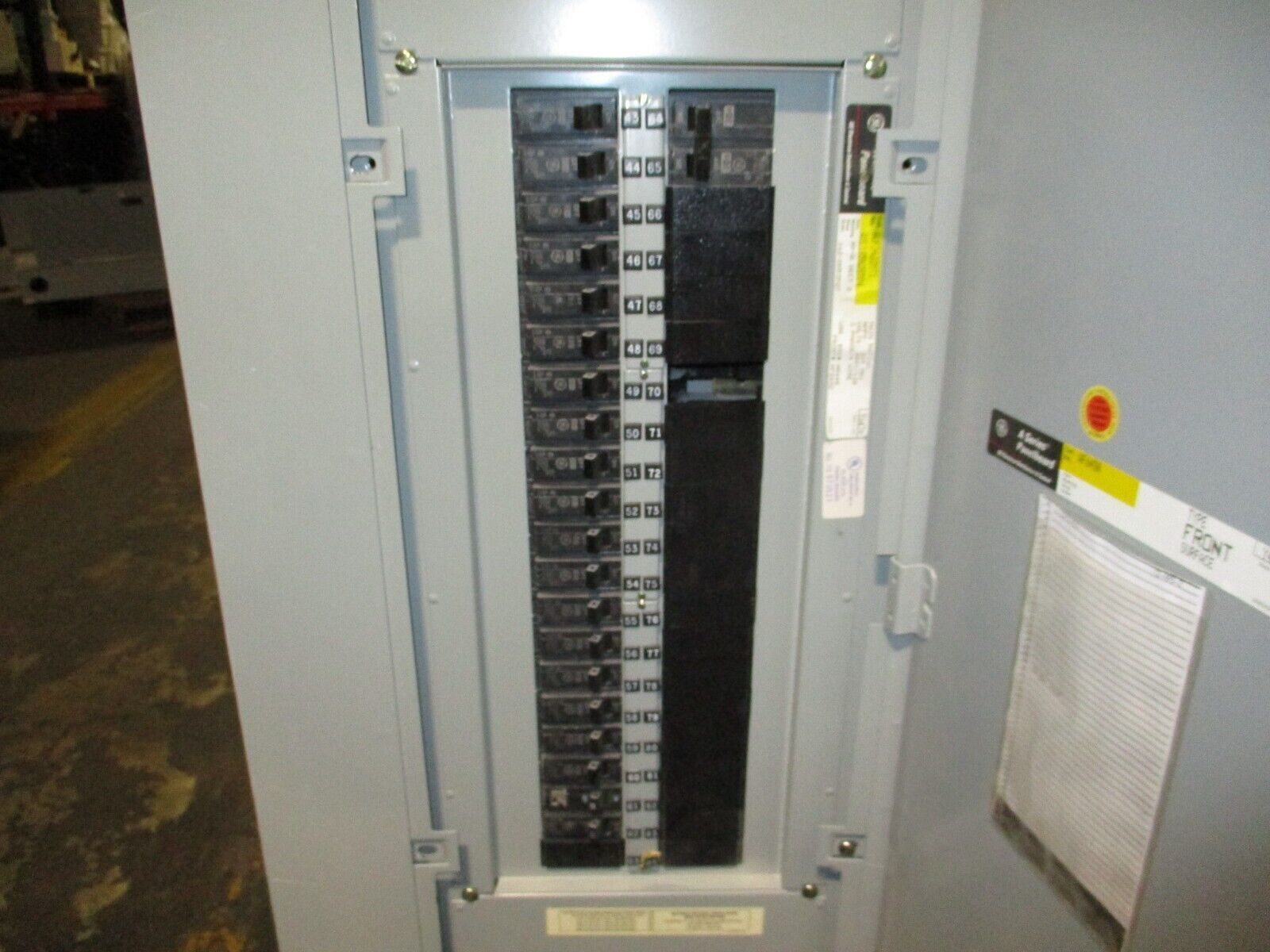 GE Main Lug Breaker Panel AQF3422MTX 225A Max 208/120V 3Ph 4W 42-Slot Used