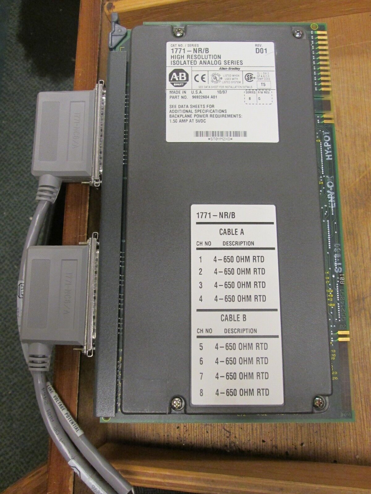 Allen-Bradley High Resolution Isolated Analog Series 1771-NR/B Rev D01 Series B