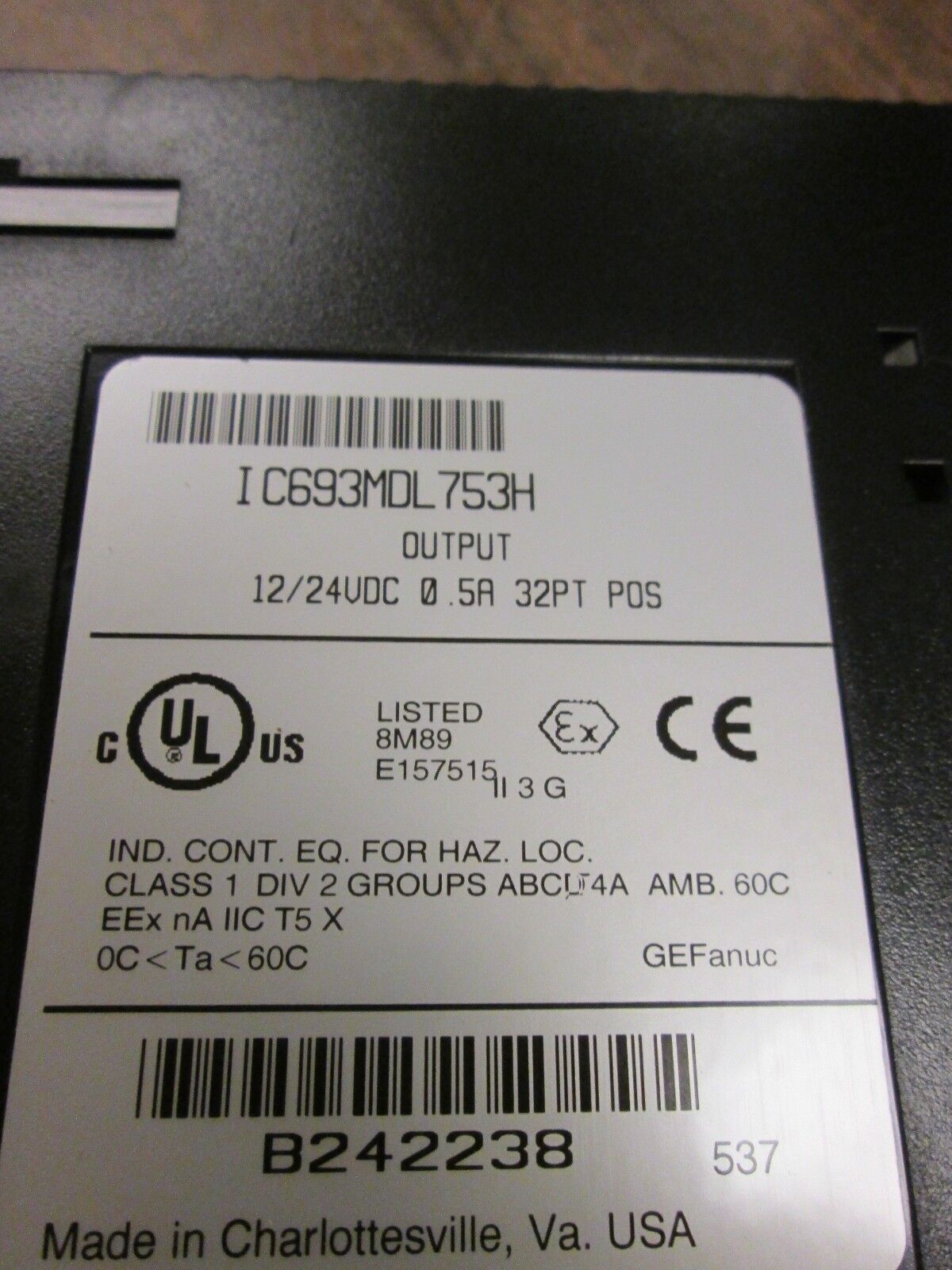 GE Fanuc Output Module IC693MDL753H 12/24VDC 0.5A 32PT Used