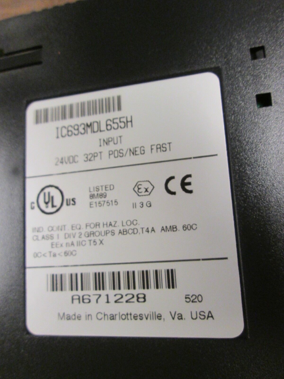 GE Fanuc Input Module IC693MDL655H 24VDC 32PT Used