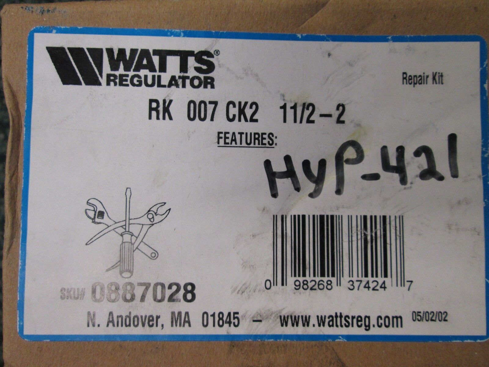 Watts Regulator Repair Kit RK 007 CK2 11/2-2