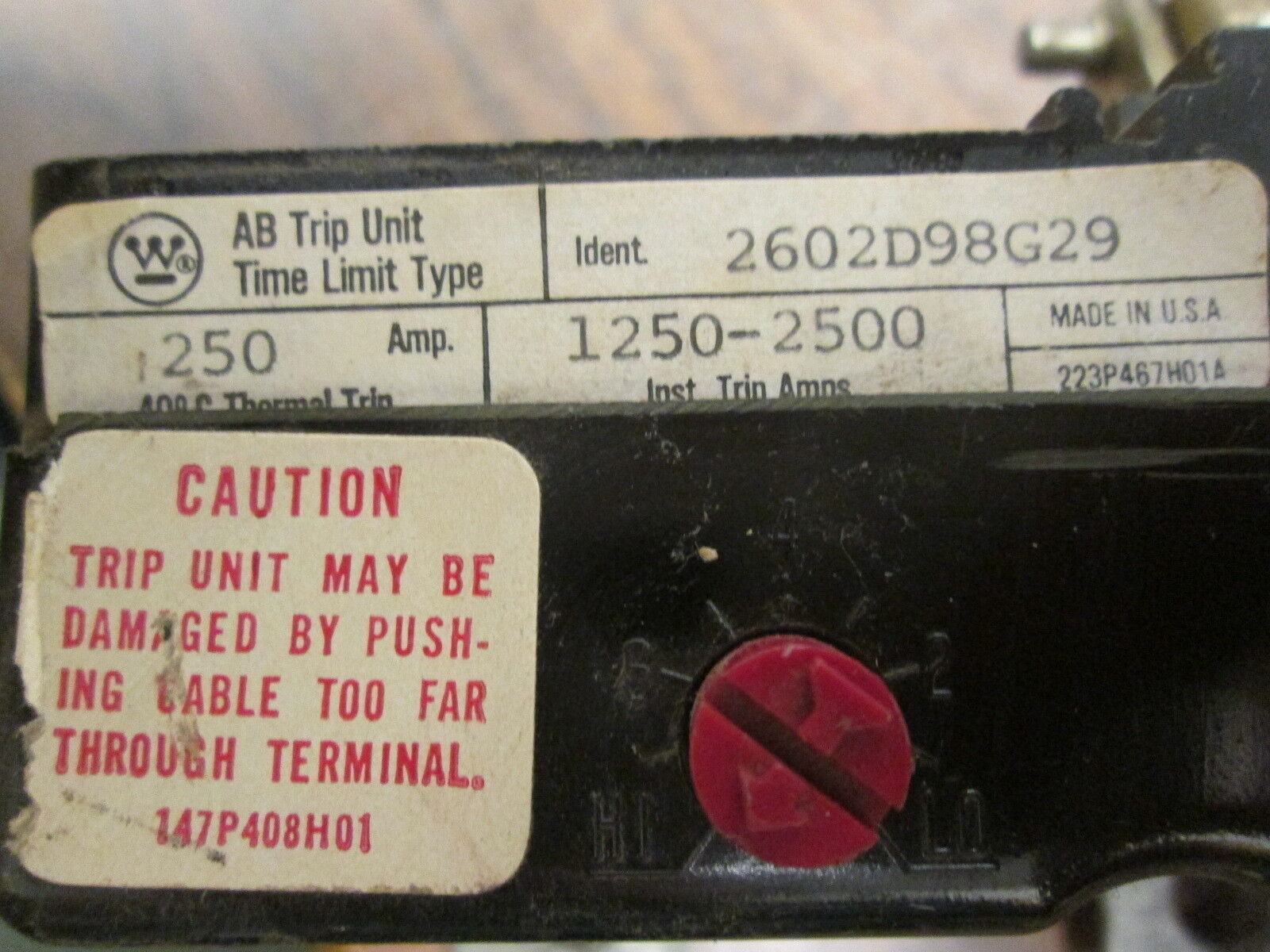 Westinghouse AB Trip Unit 2602D98G29 250A Used