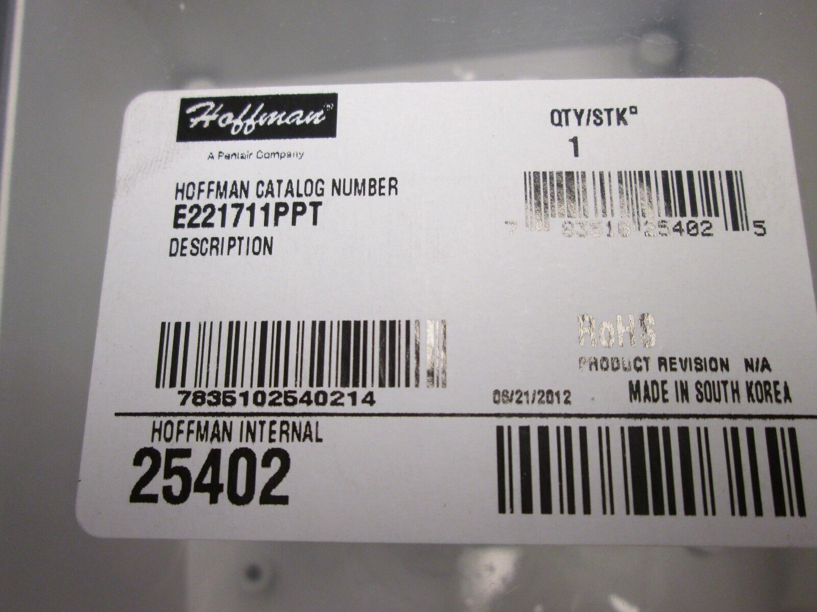 Hoffman Polycarbonate Enclosure E221711PPT Nema 4x Enclosure Inculdes Backplate