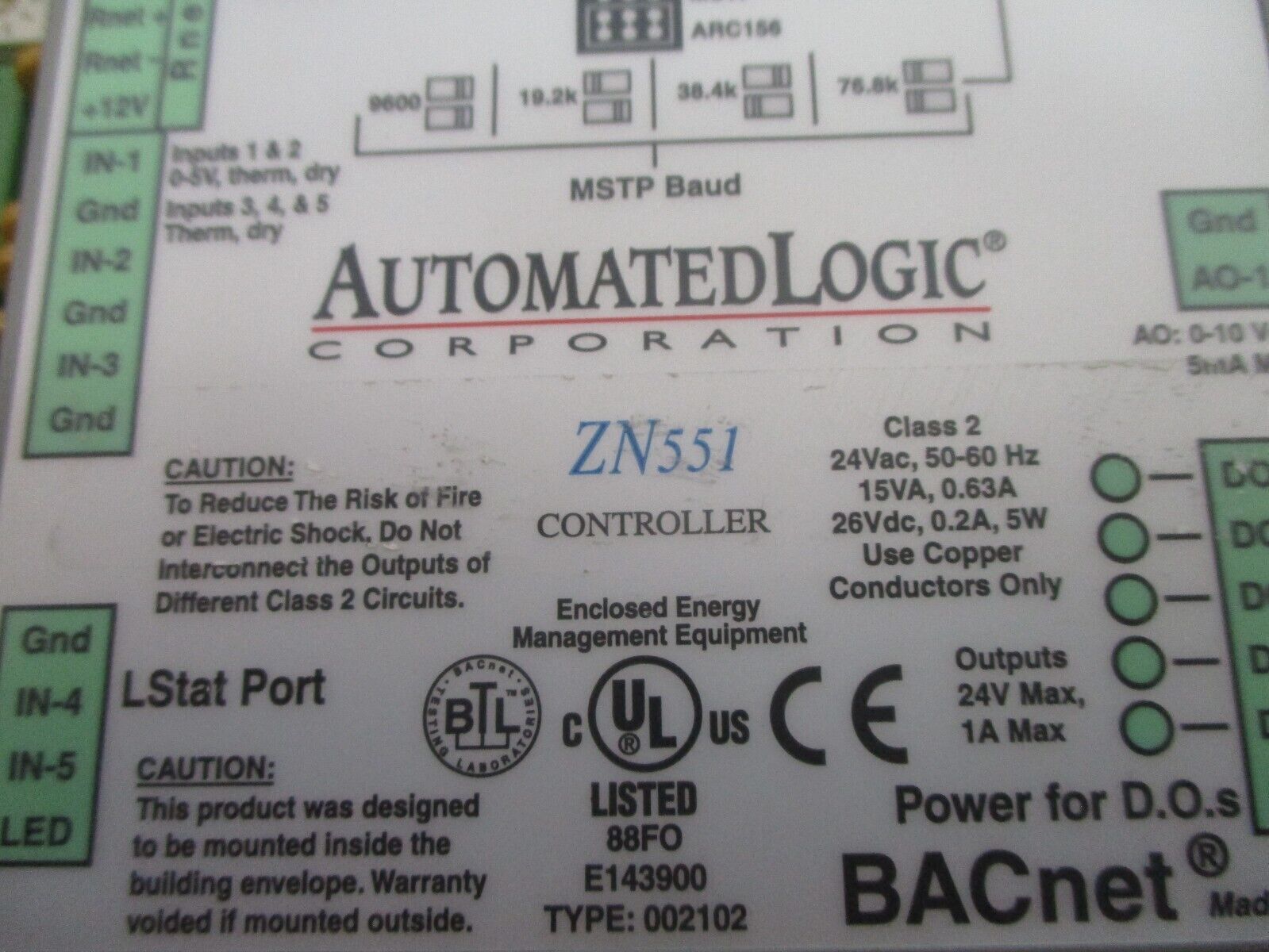Automated Logic BACnet Controller ZN551 Used