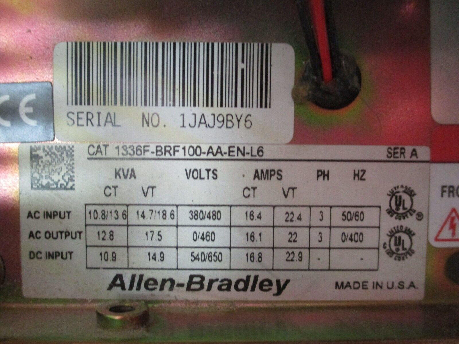 Allen-Bradley 1336 Plus II AC Drive 1336F-BRF100-AA-EN-L6 10HP 3Ph w/ Keypad