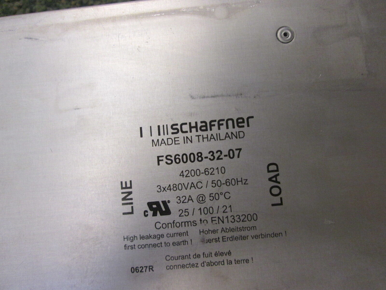Schaffner Line Filter FS6008-32-07 480V 50/60Hz 3PH 32A Used