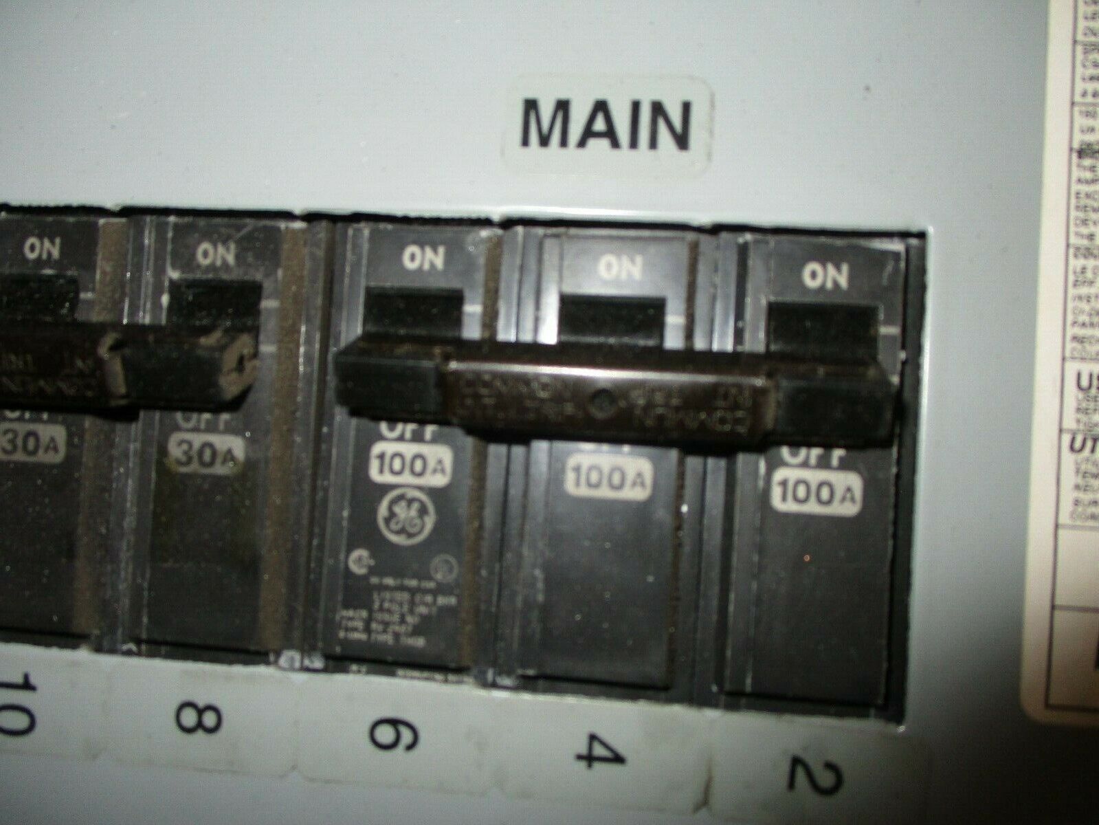 GE Main Breaker Circuit Breaker Panel AQF3241ATX 100A Main 208Y/120V 3Ph 4W Used