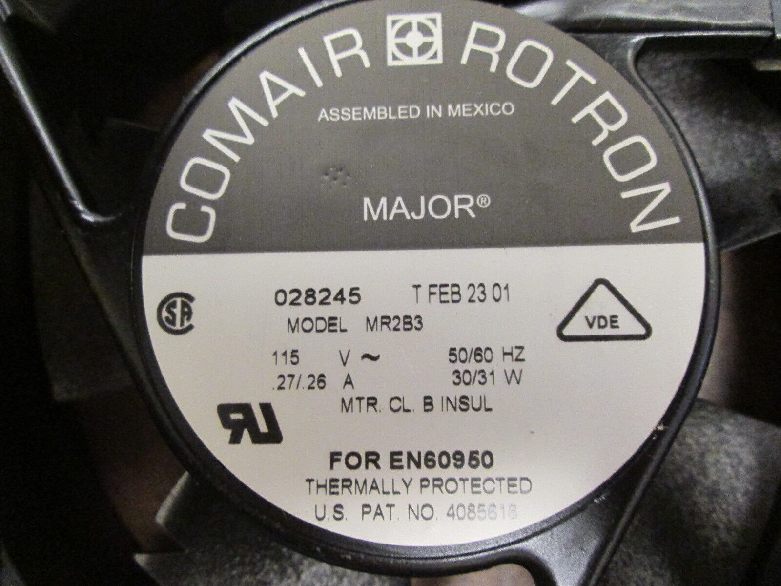Comair Rotron Major Model MR2B3 Axial Fan 028245 115V 50/60Hz 0.27/0.26A 30/31W