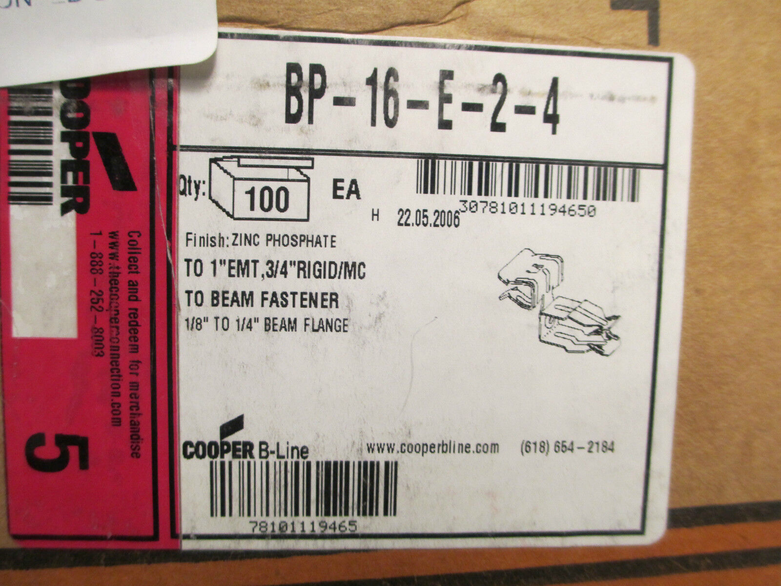 Cooper Beam Fastener BP-16-E-2-4, Aprox 75, New Surplus!