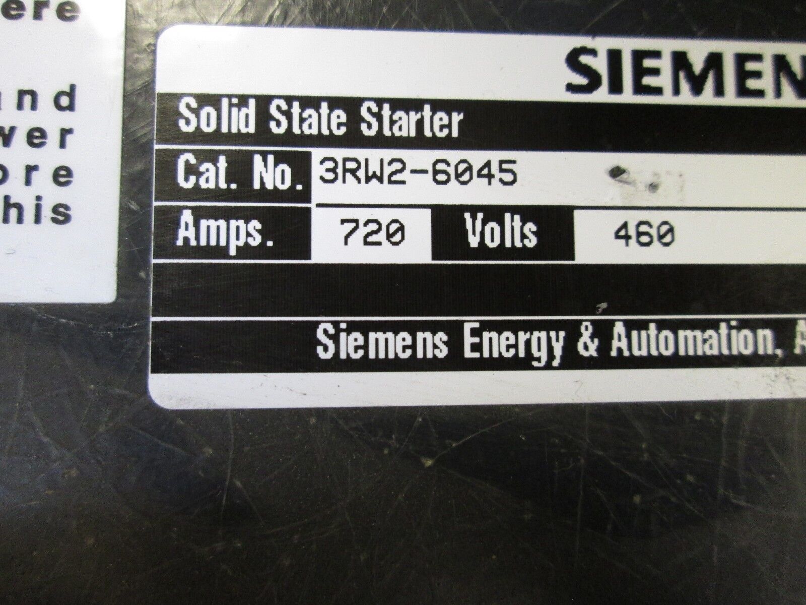 Siemens 3RW2 Soft Start 3RW2-6045 600HP 460V 720A 3Ph Used