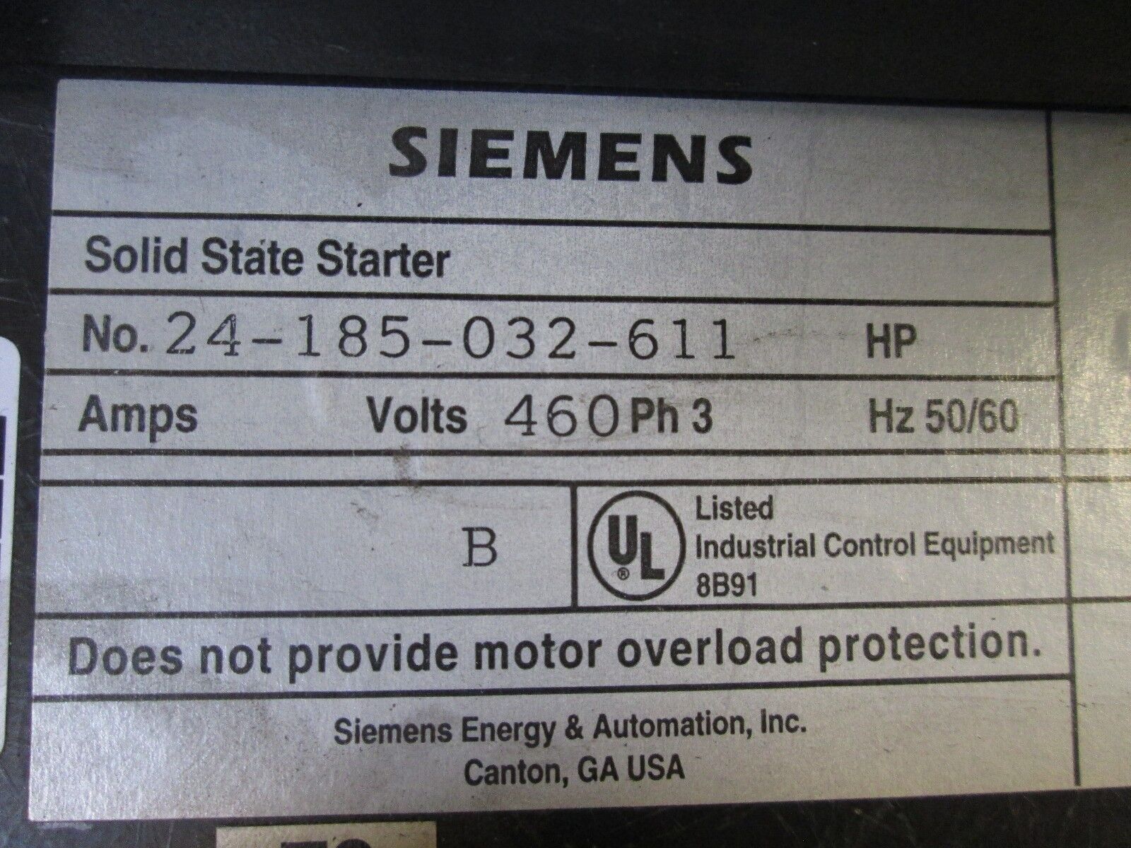 Siemens 3RW2 Soft Start 3RW2-6045 600HP 460V 720A 3Ph Used