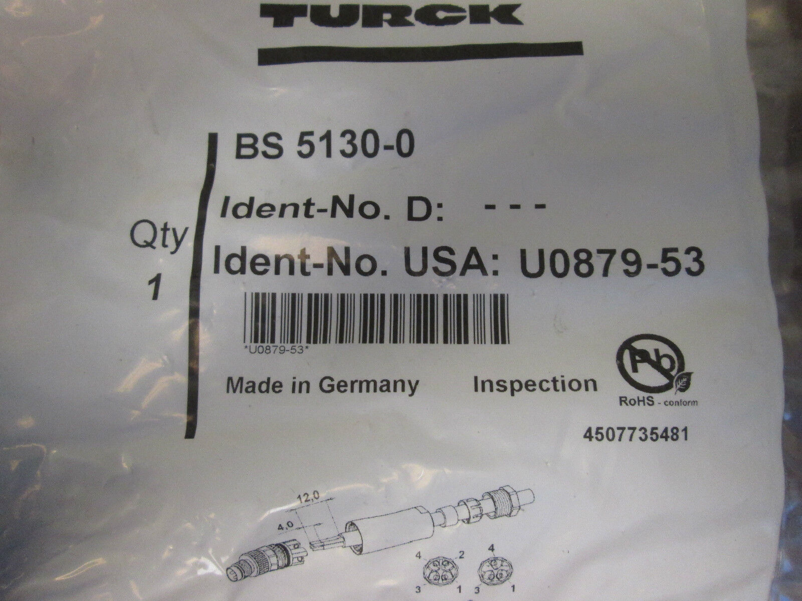 Turck Sensor Connector BS5130-0 *Lot of 8* New Surplus