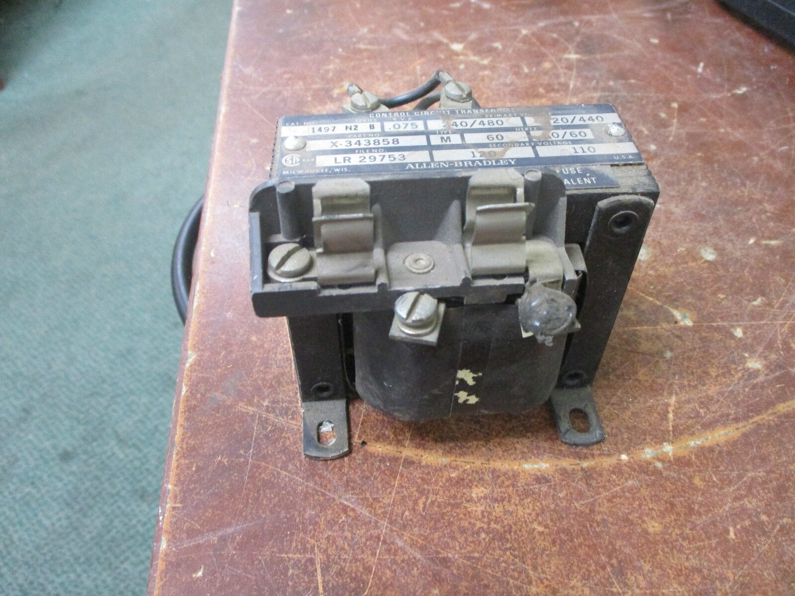 Allen-Bradley Type M Control Transformer X-343858 0.075KVA Pri:240/480V Sec:120V