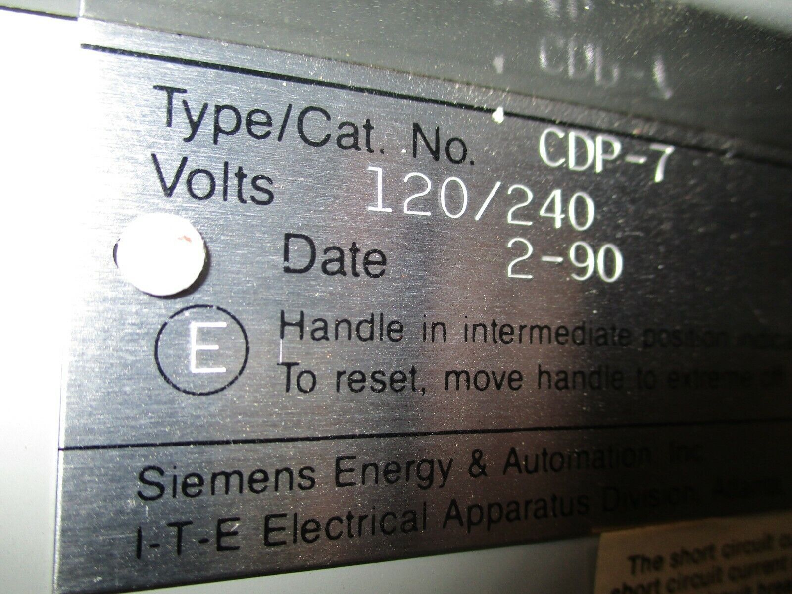 Siemens Main Breaker Circuit Breaker Panel CDP-7 100A Max 120/240