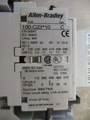 Allen-Bradley Reversing Starter 100-C23*10 / 193-EA2GB 120V Coil Trip: 12-32A