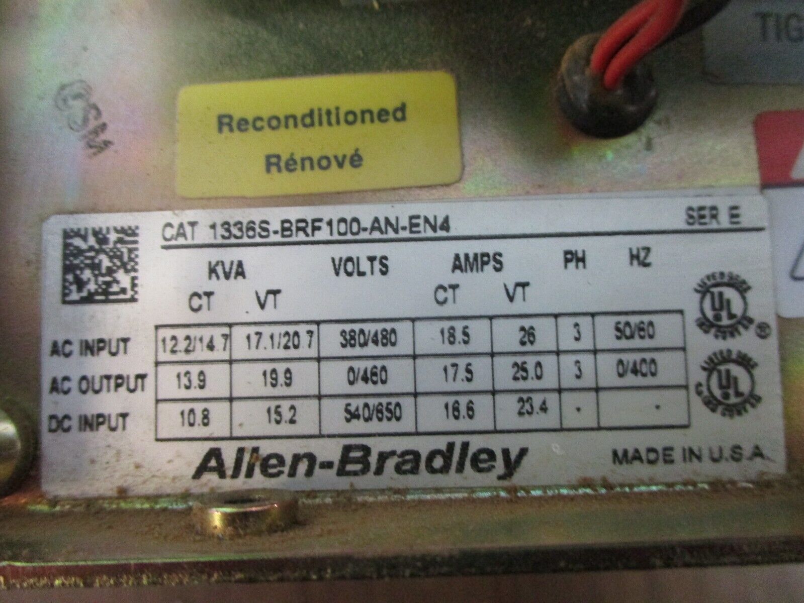 Allen-Bradley 1336 Plus AC Drive 1336S-BRF100-AN-EN4 Ser. E 10HP 3Ph w/ Keypad