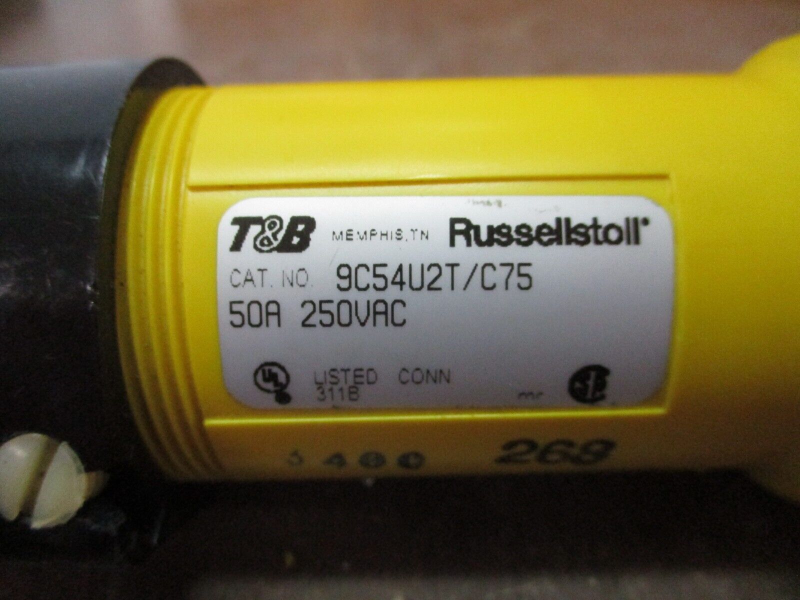 Russellstoll Connector 9C54U2T/C75 50A 250V 3P 4W *Chipped End* Used