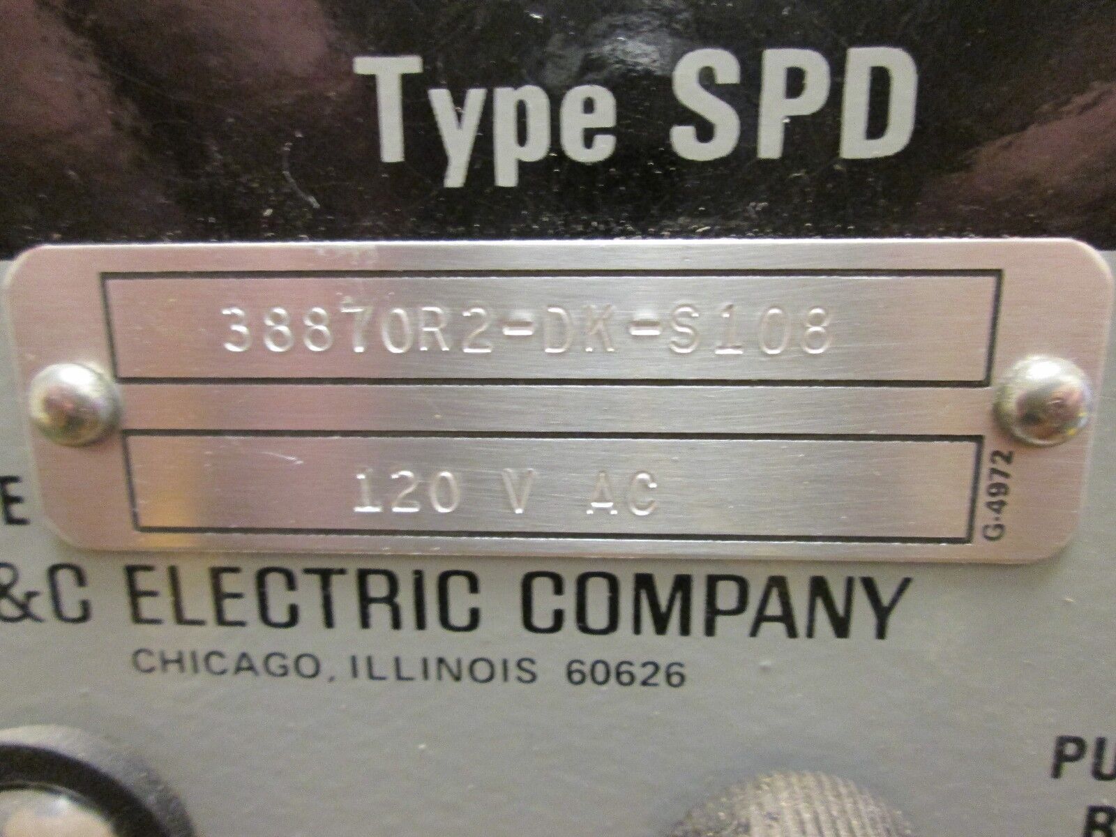 S&C Type SPD Open-Phase Detector 38870R2-DK-S108 120VAC Used