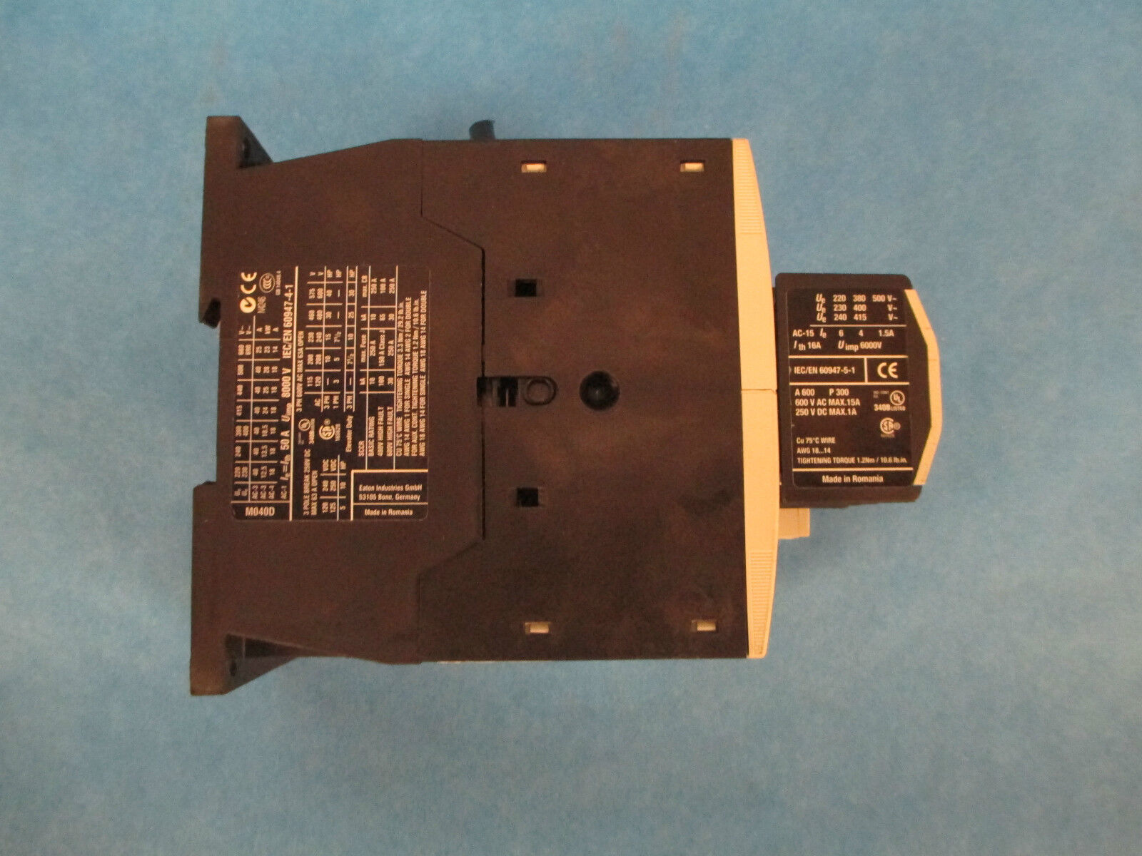 Eaton Contact XTCE040D, 40A 600V, With XTCEXFFAG22