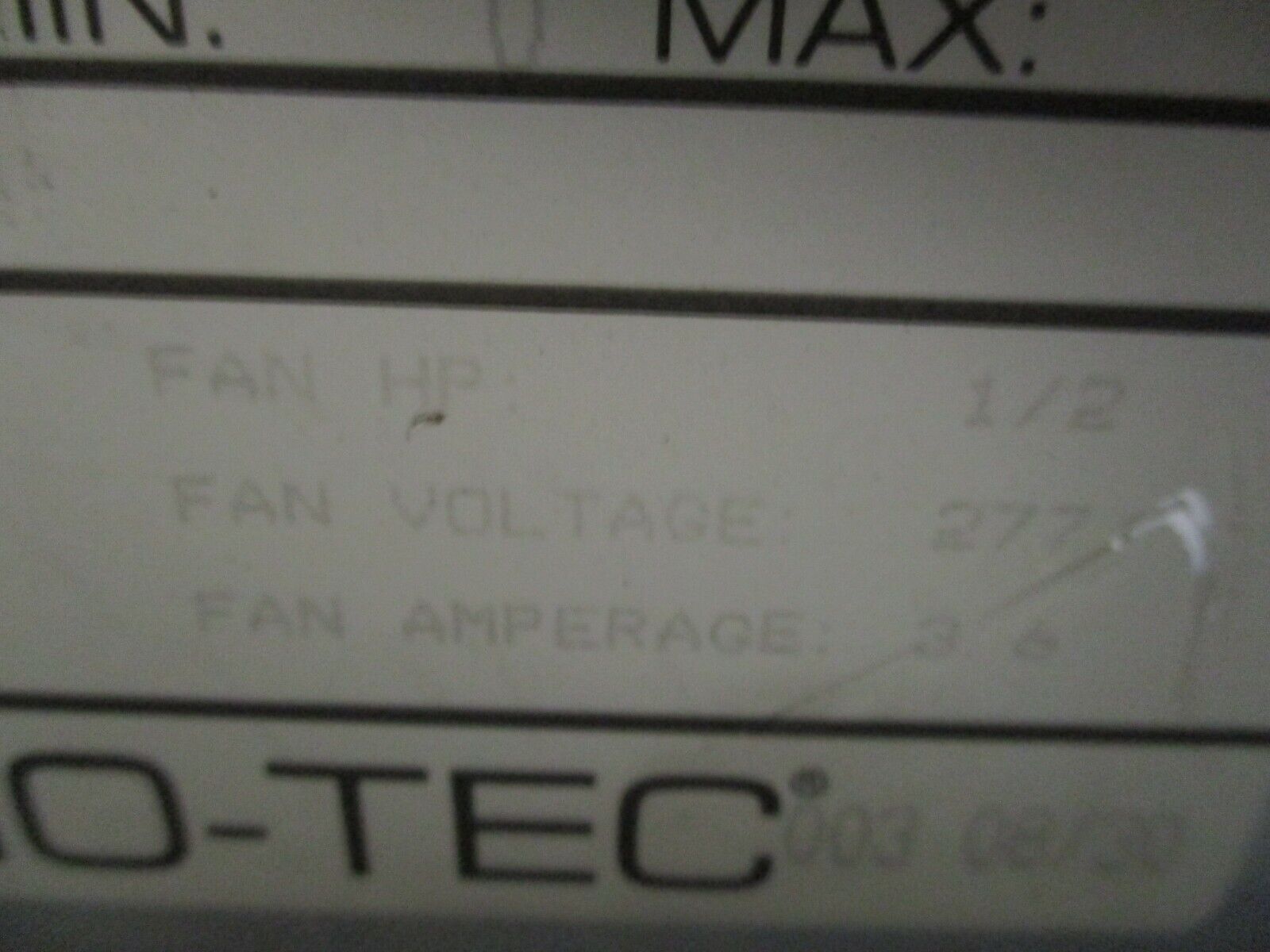 Enviro-Tec Direct Drive Blower 9608-00401 6KW 277V 1Ph 60Hz Steps: 3 Used