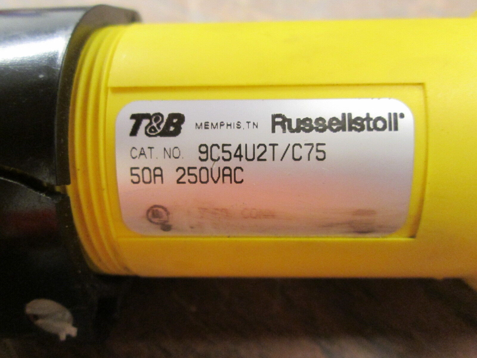 Russellstoll Connector 9C54U2T/C75 50A 250V 3P 4W *Cracked End* Used