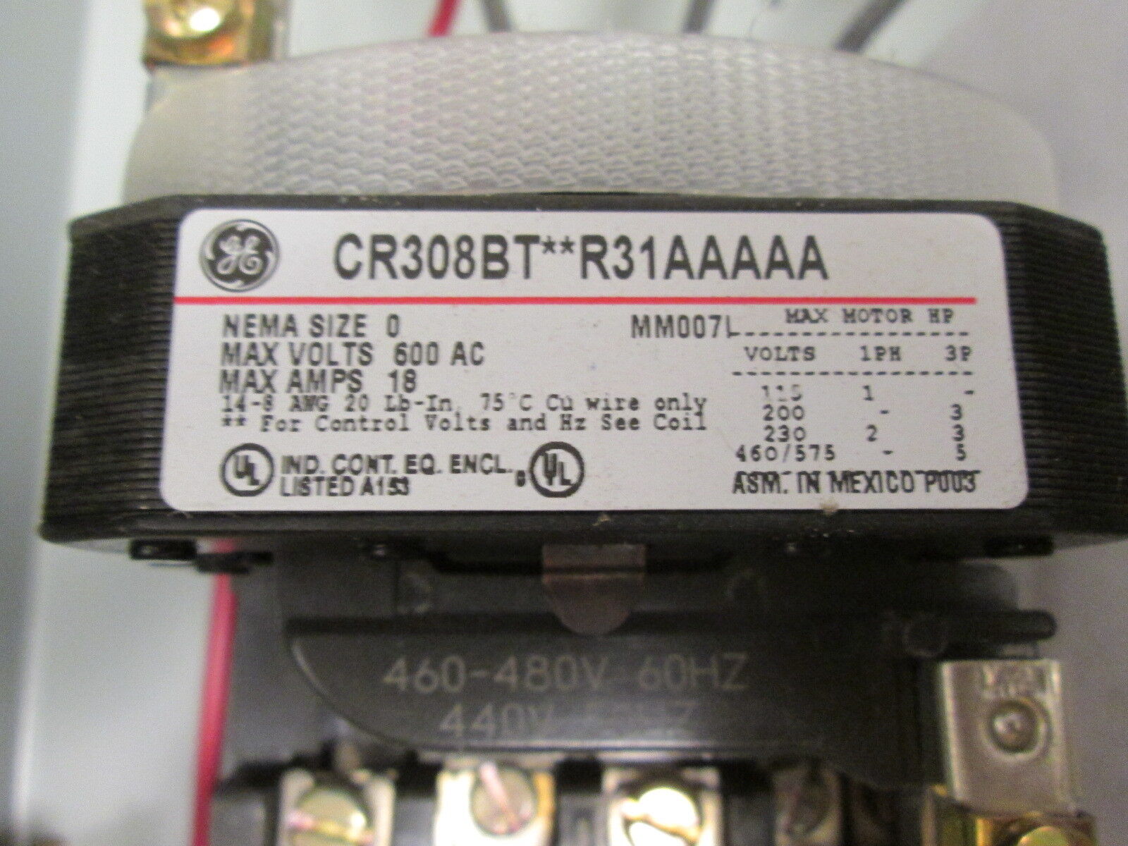 GE Size 0 Fusible Combination CR308BT04-R31AAAAA 460-480V Coil 3P New Surplus