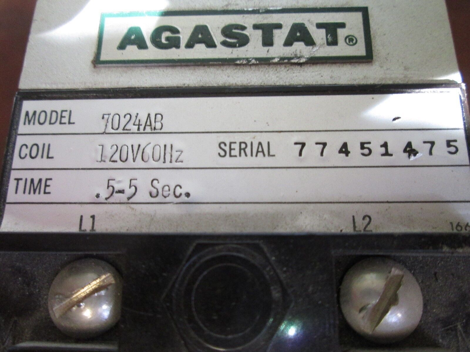 Agastat Timer 7024AB 120 V 60 Hz .5-5 sec