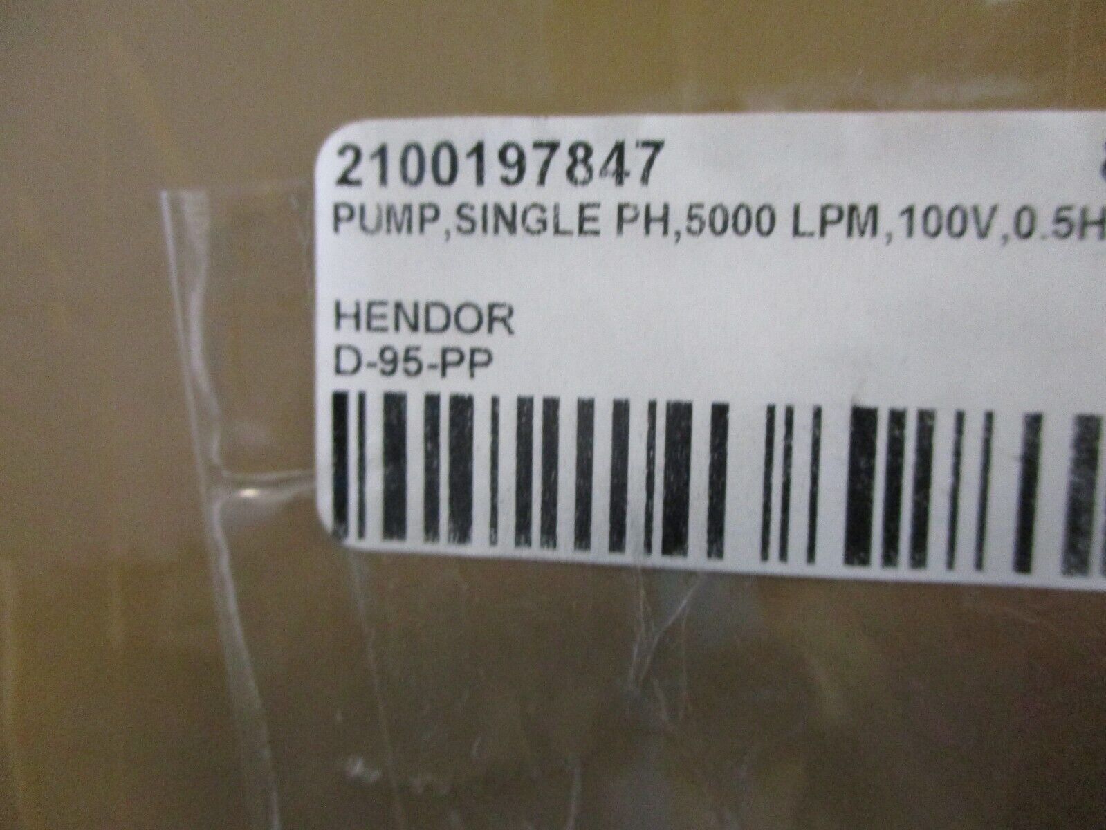 Hendor Vertical Pump D-95-PP 0.5HP 3400RPM 600-6000 L/H 6M Head Max New Surplus