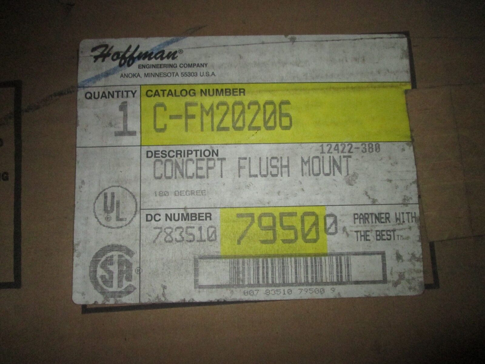 Hoffman Enclosure C-FM20206 Size 20x20x6 Nema 4,12 Enclosure New Surplus