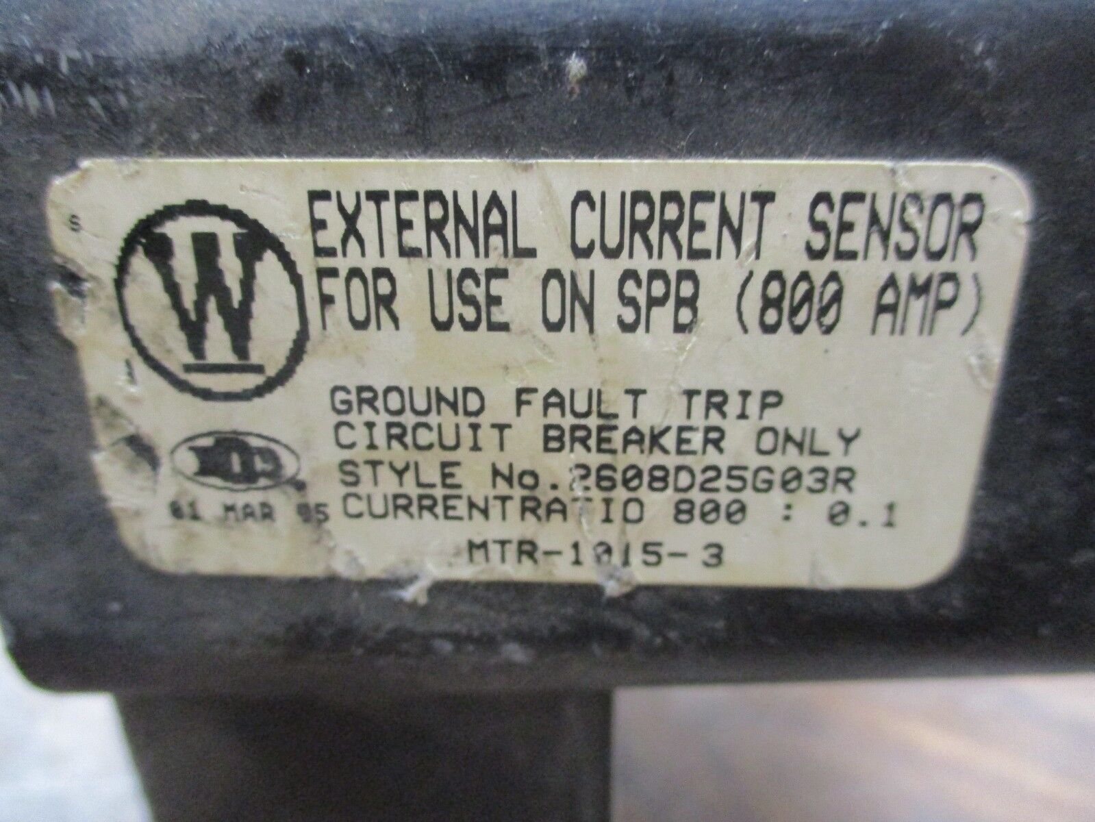 Westinghouse External Current Sensor 2608D25G03R Ratio 800:0.1A Used