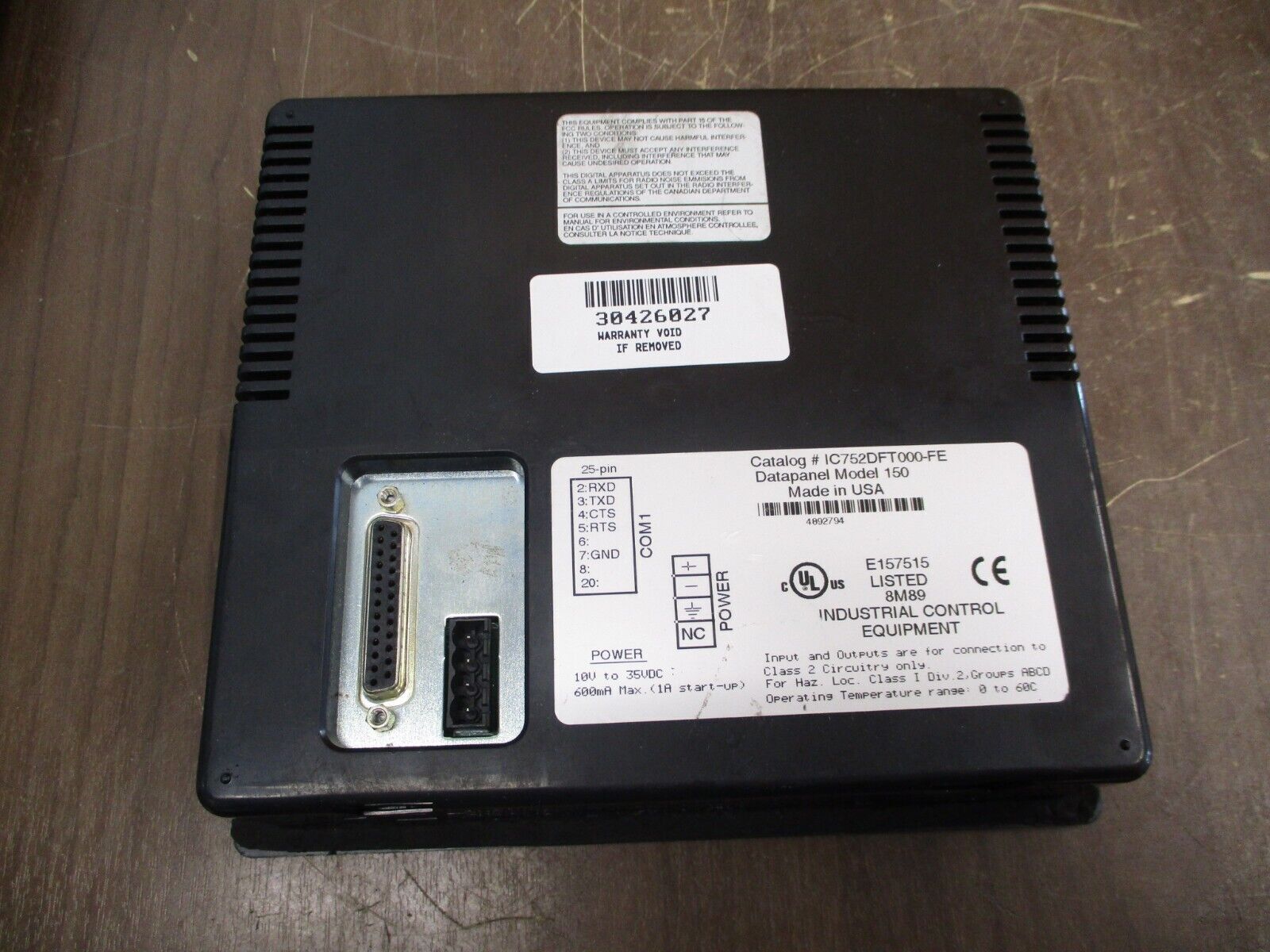 GE Fanuc Model 150 Datapanel IC752DFT000-FE 10-35VDC Used