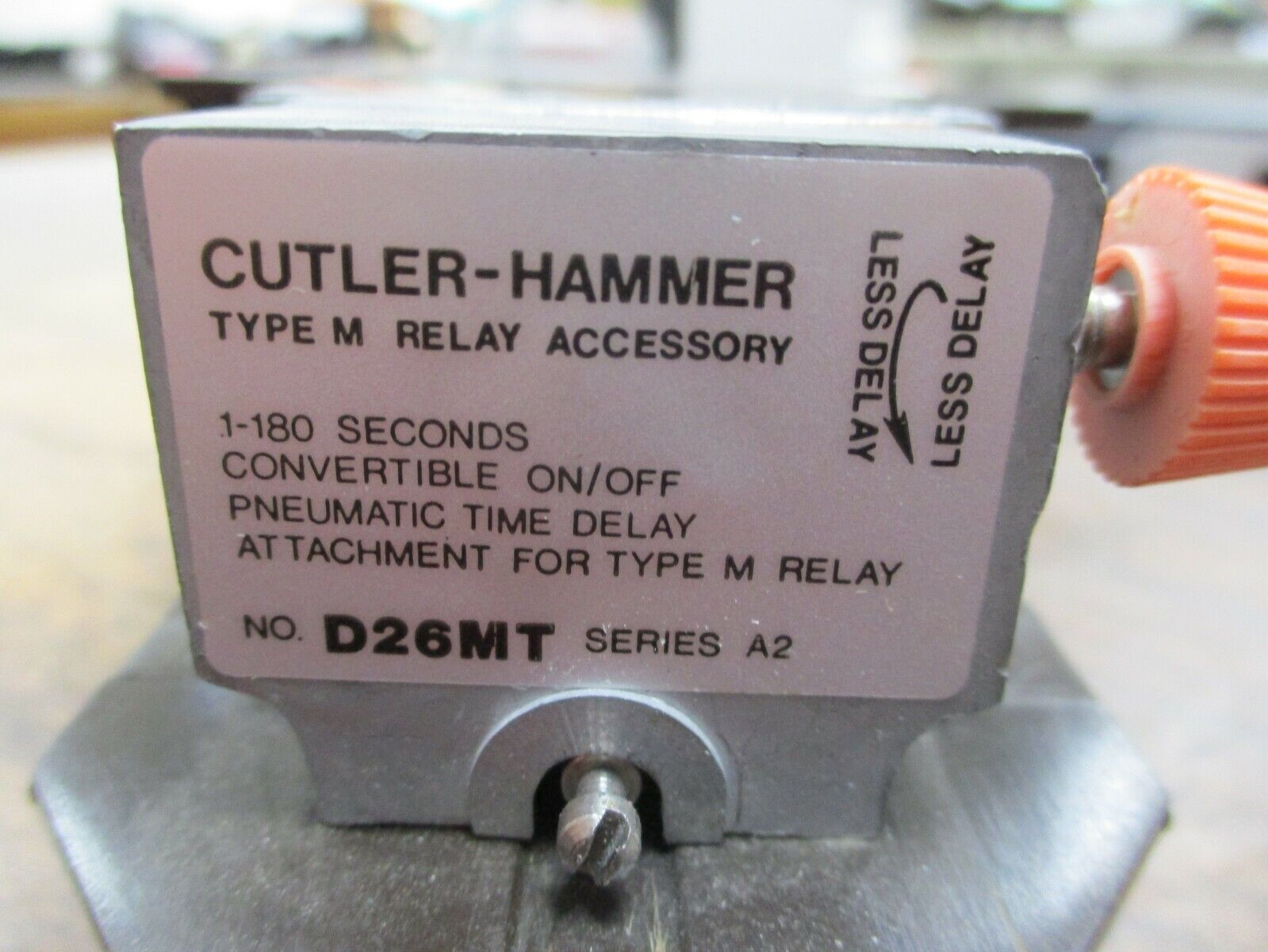 Cutler-Hammer Time Delay Relay D26MT Delay: .1-180sec 120V Coil Used