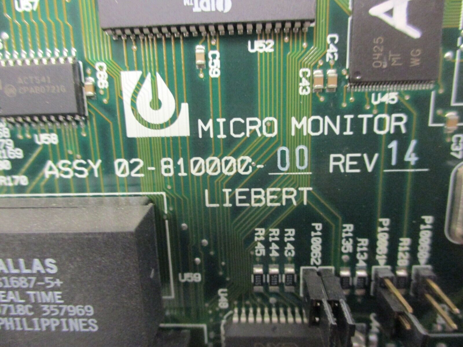 Liebert Micro Monitor PCB 02-810000-00 Rev. 14 Used