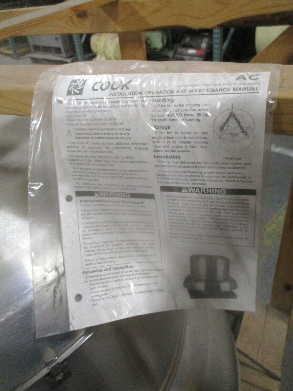 Cook Exhaust Fan 270 ACE 270C73 1HP 5360CFM 573RPM 460V 3PH 60Hz New Surplus