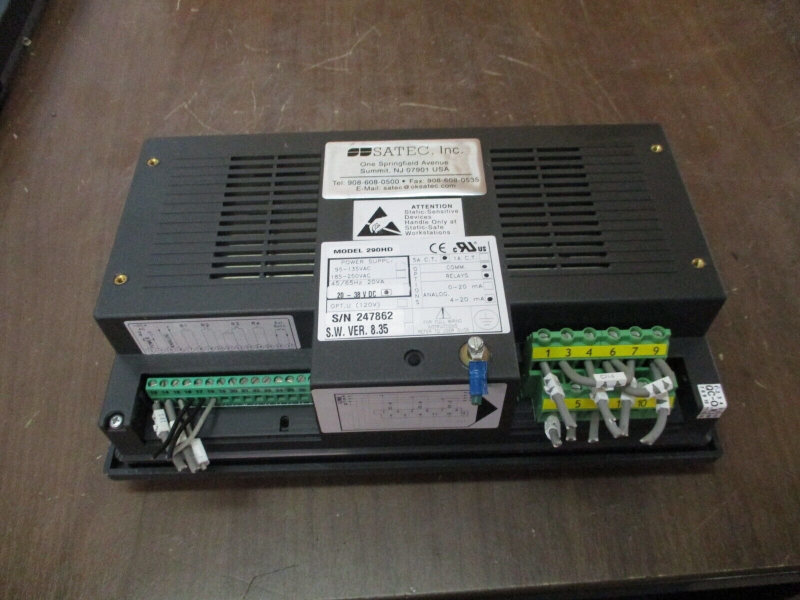 Satec Harmonic Power Direction Analyzer 290HD S/W Ver: 8.35 20-38VDC Used