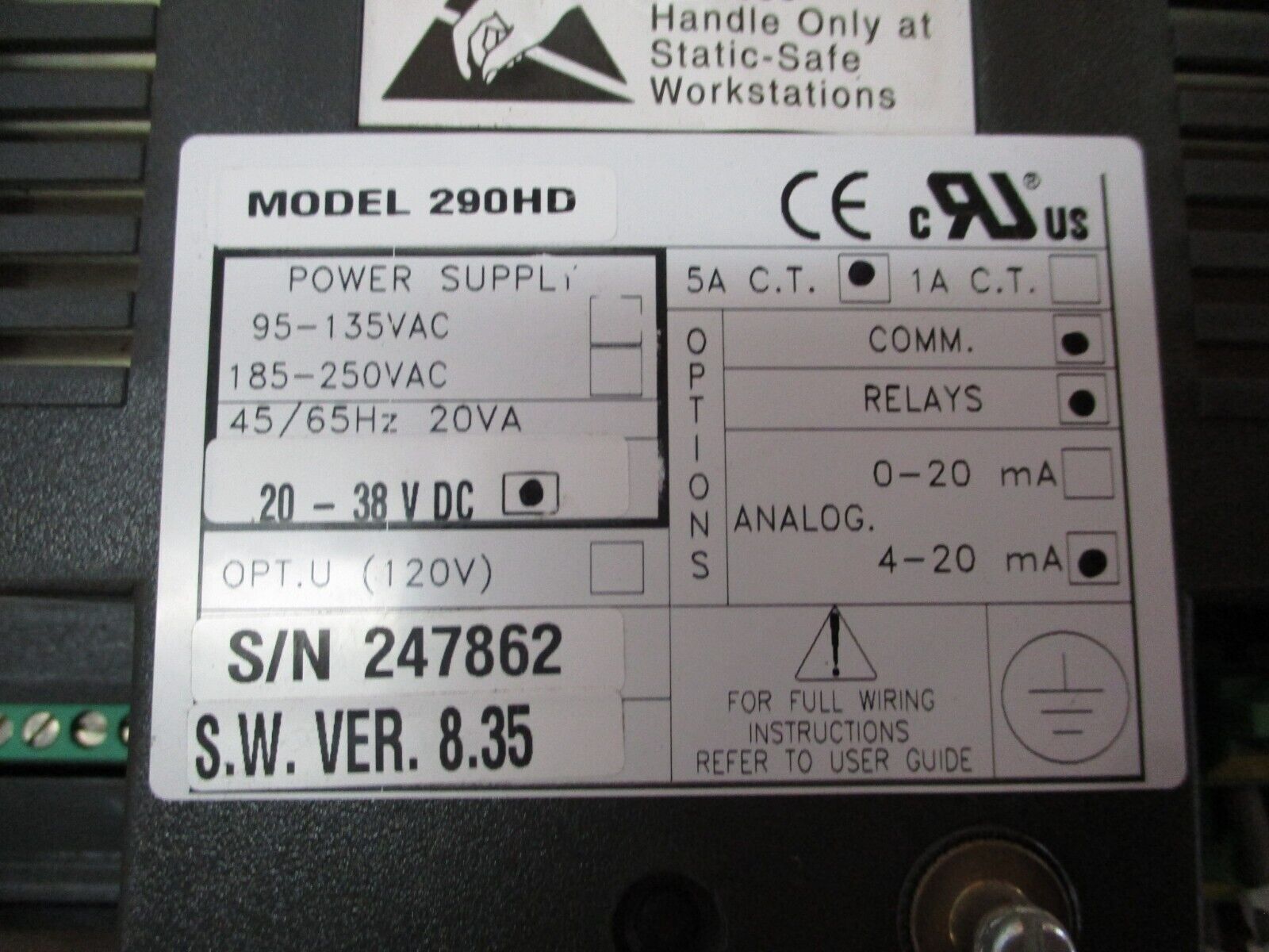 Satec Harmonic Power Direction Analyzer 290HD S/W Ver: 8.35 20-38VDC Used