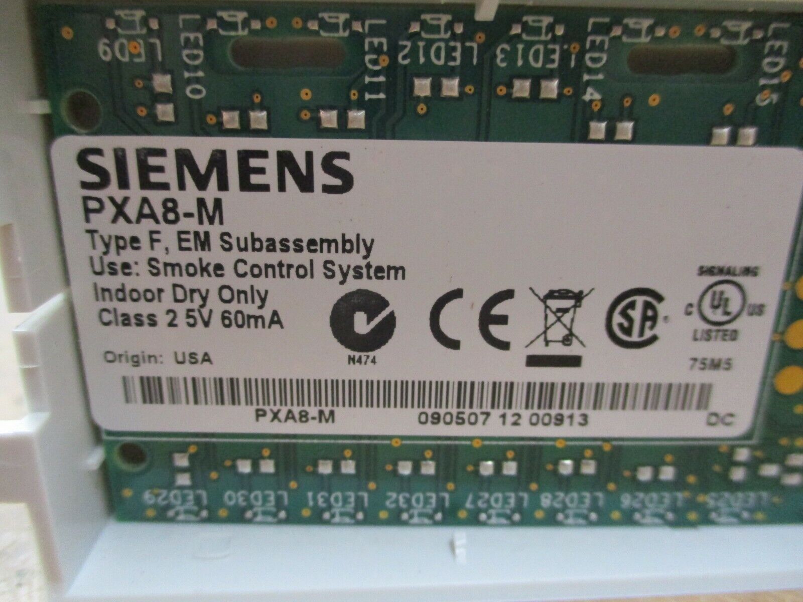 Siemens HOA Control PXA8-M Type F, EM Subassembly 5V 60mA Used