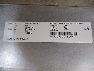ABB ACH550 AC Drive ACH550-UH-023A-4 15HP 3Ph w/ Keypad Used