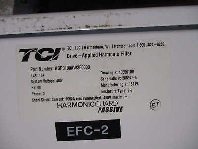 TCI Harmonic Guard Passive Harmonic Filter HGP0100AW3F0000 100HP 480V 124A 60Hz