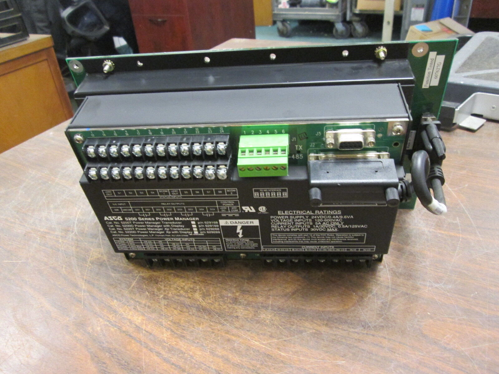 ASCO Power Manager 5200 Supply: 24VDC 0.4A 9.6VA Input: 120-060VAC 5A Used