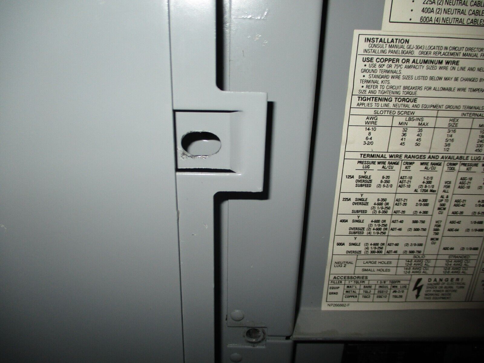 GE Main Breaker Circuit Breaker Panel AQF3422CTX 225A Max, 150A Main 42-Slot