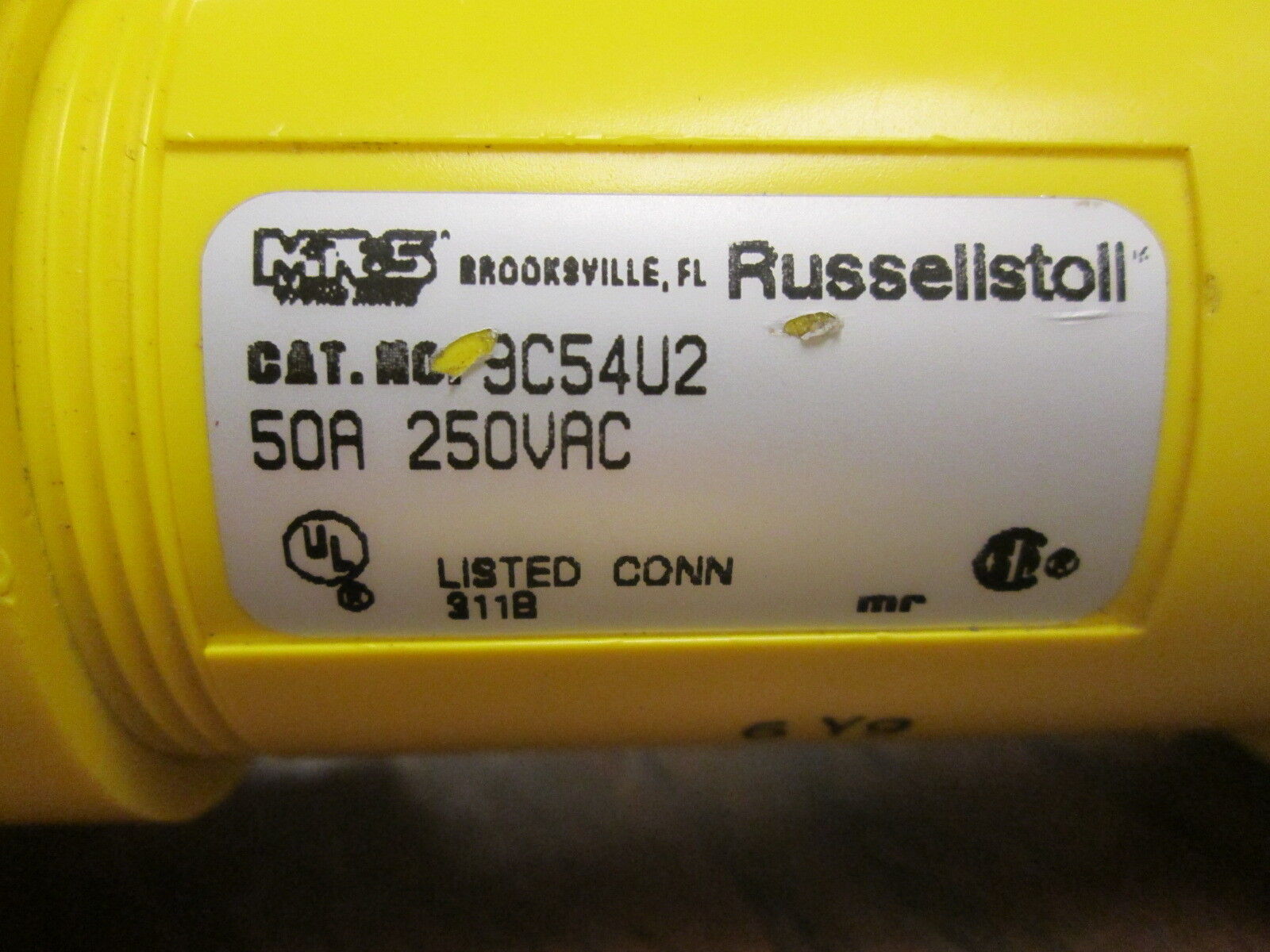 Russellstoll Connector 9C54U2T 50A 250V Used