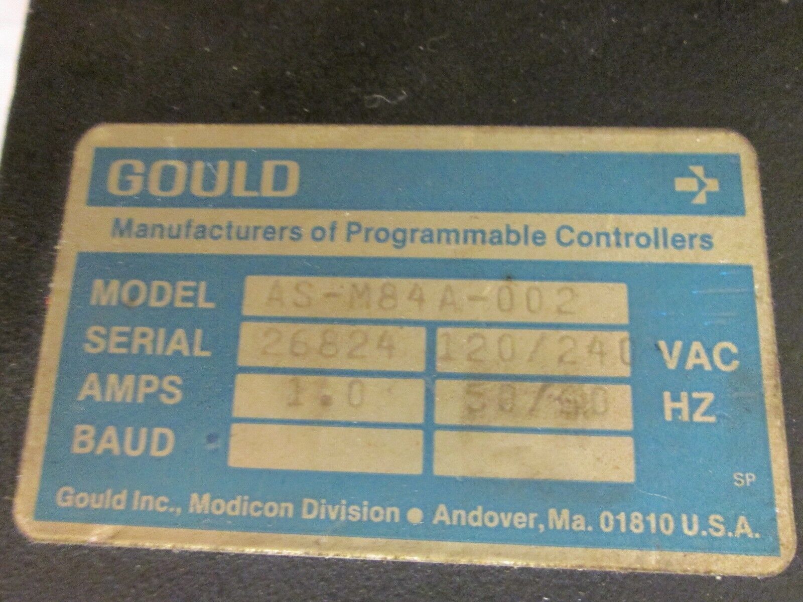 Gould Micro 84 Controller AS-M84A-002 120/240VAC 1.0A 50/60Hz Used