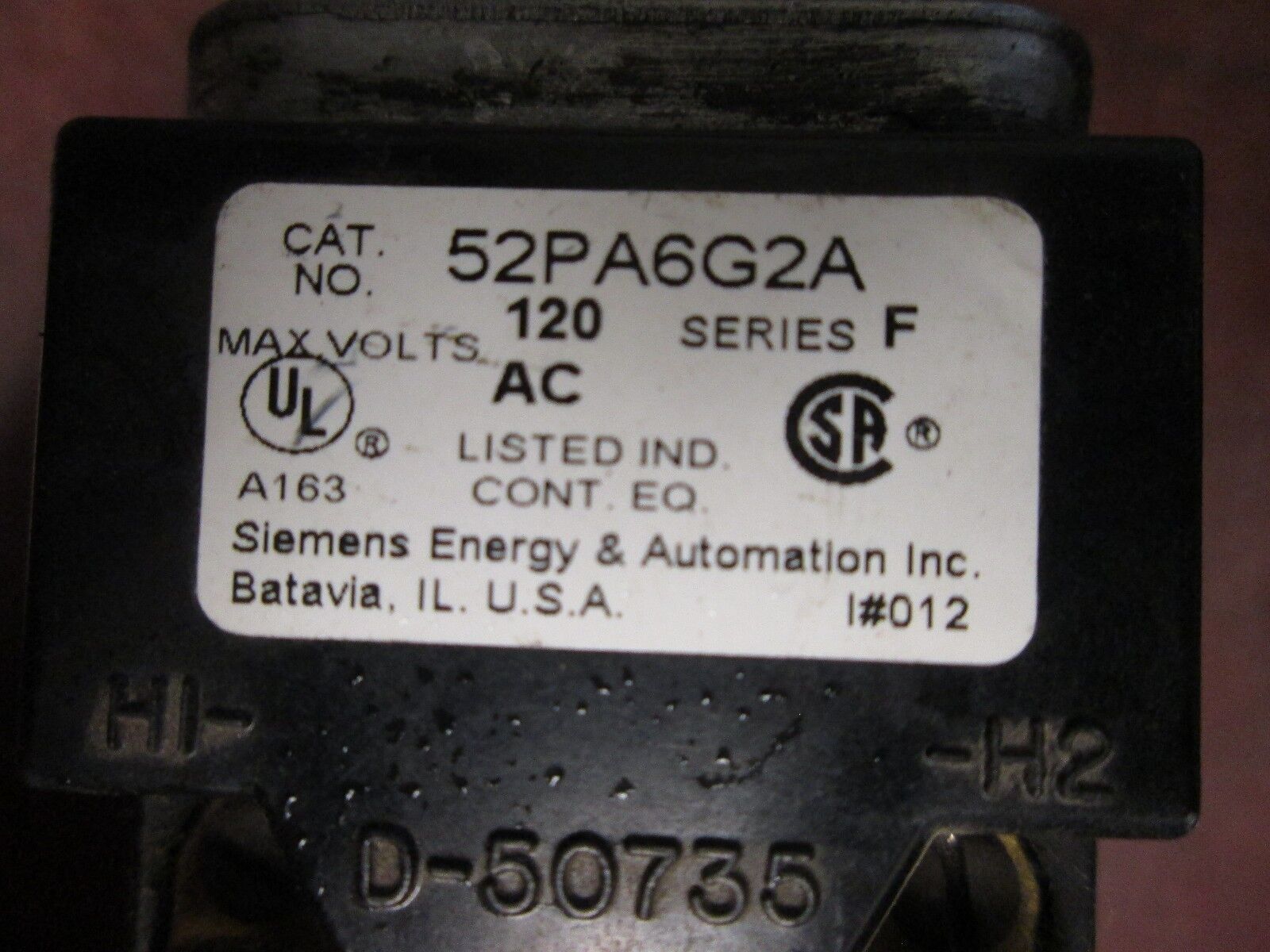 Siemens Red Push Button Light 52PA6G2A 120VAC Used - Missing Lens
